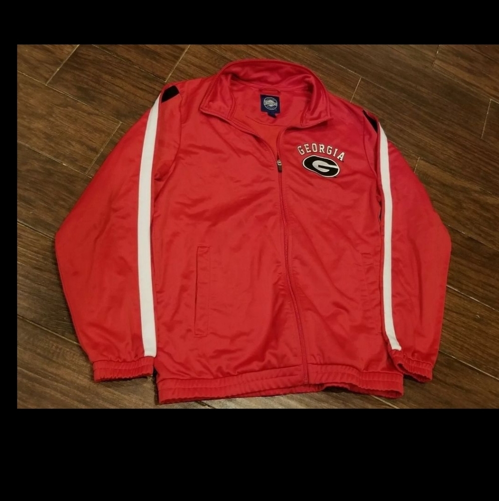 Mens NCAA Georgia Bulldogs Dawgs Zip Athletic Lined Track Jacket Sz Large